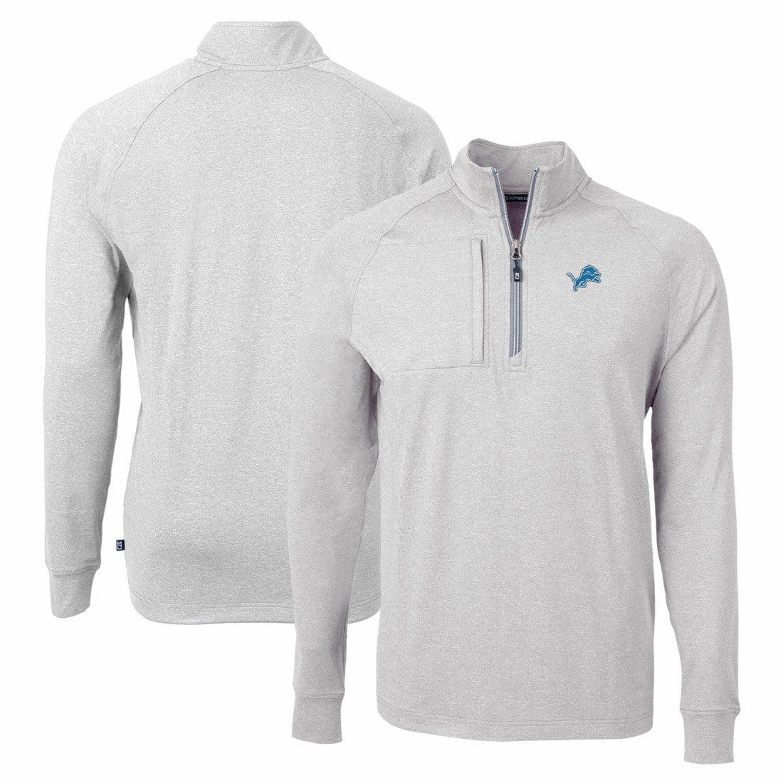 Detroit Lions Cutter & Buck Adapt Eco Knit Quarter-Zip Pullover Top Heather Gray