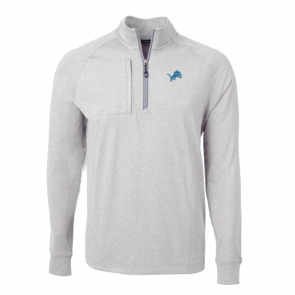 Detroit Lions Cutter & Buck Adapt Eco Knit Quarter-Zip Pullover Top Heather Gray