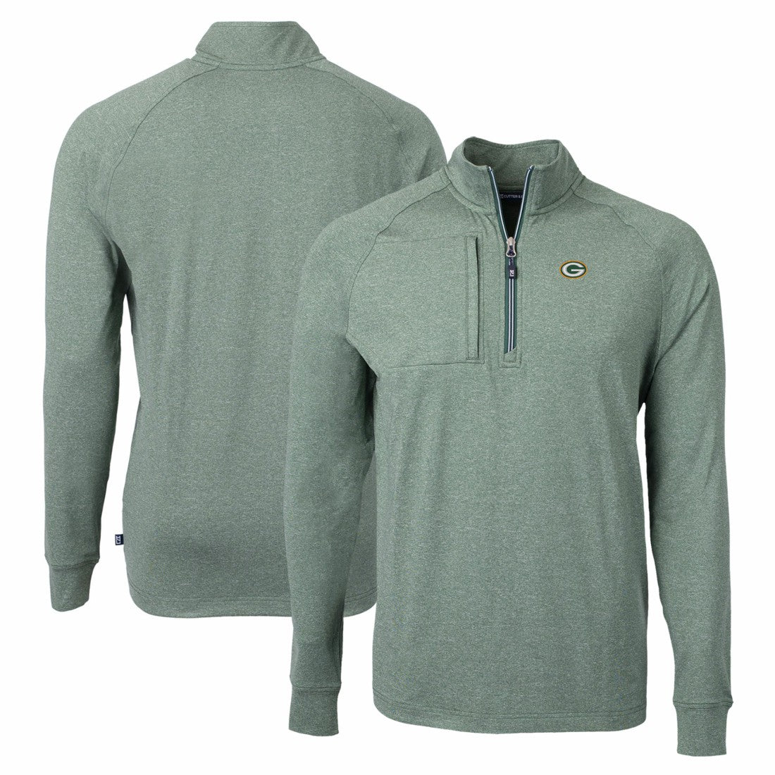Green Bay Packers Cutter & Buck Adapt Eco Knit Quarter-Zip Pullover Top Heather Green