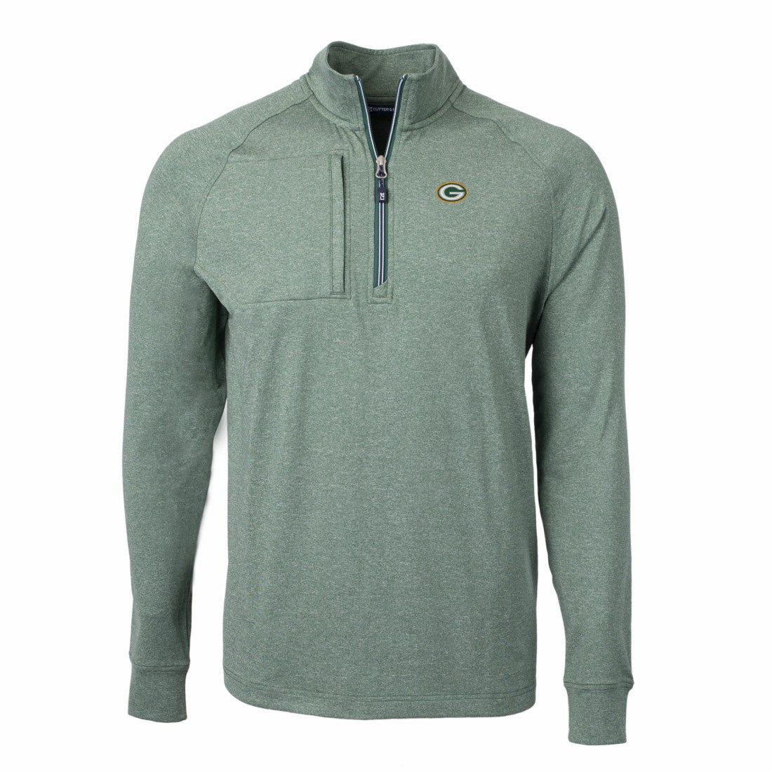 Green Bay Packers Cutter & Buck Adapt Eco Knit Quarter-Zip Pullover Top Heather Green