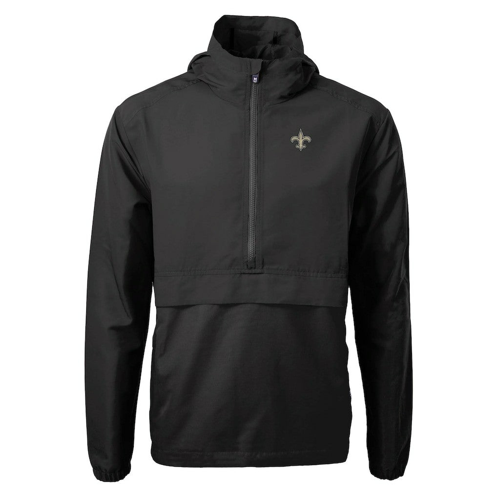 New Orleans Saints Cutter & Buck Charter Eco Recycled Anorak Half-Zip Jacket Black