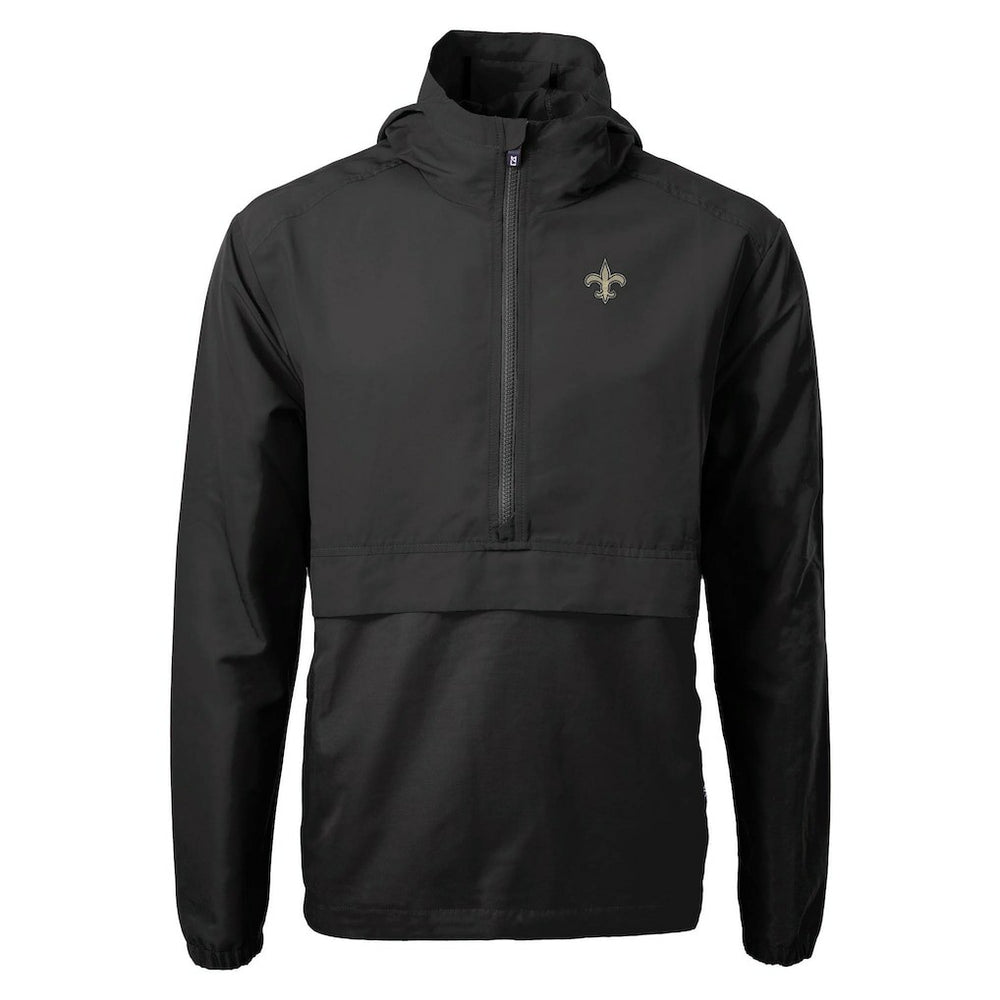 New Orleans Saints Cutter & Buck Charter Eco Recycled Anorak Half-Zip Jacket Black