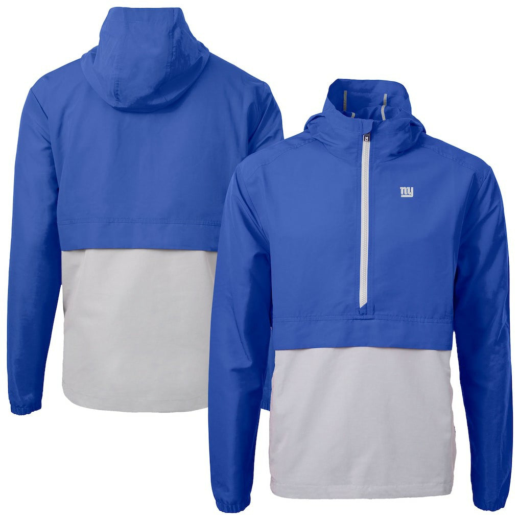 New York Giants Cutter & Buck Charter Eco Recycled Anorak Half-Zip Jacket Blue