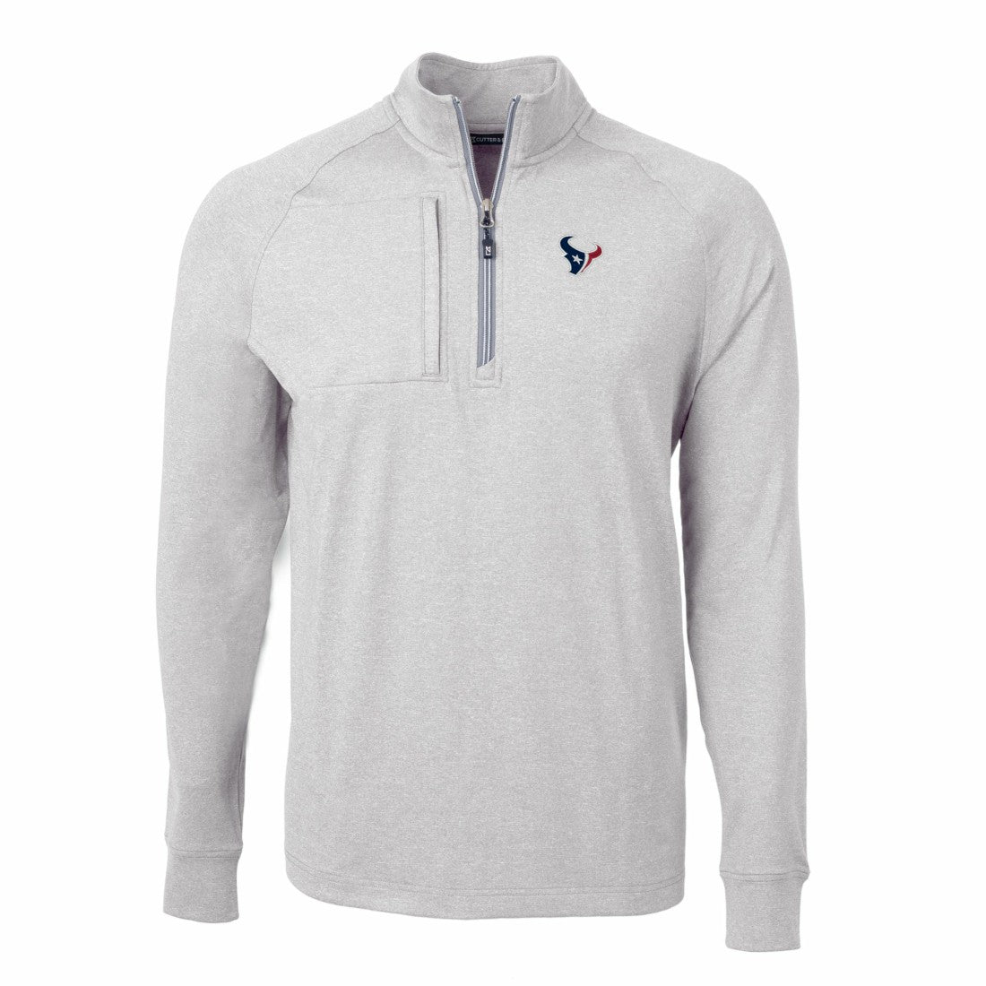 Houston Texans Cutter & Buck Adapt Eco Knit Quarter-Zip Pullover Top Heather Gray