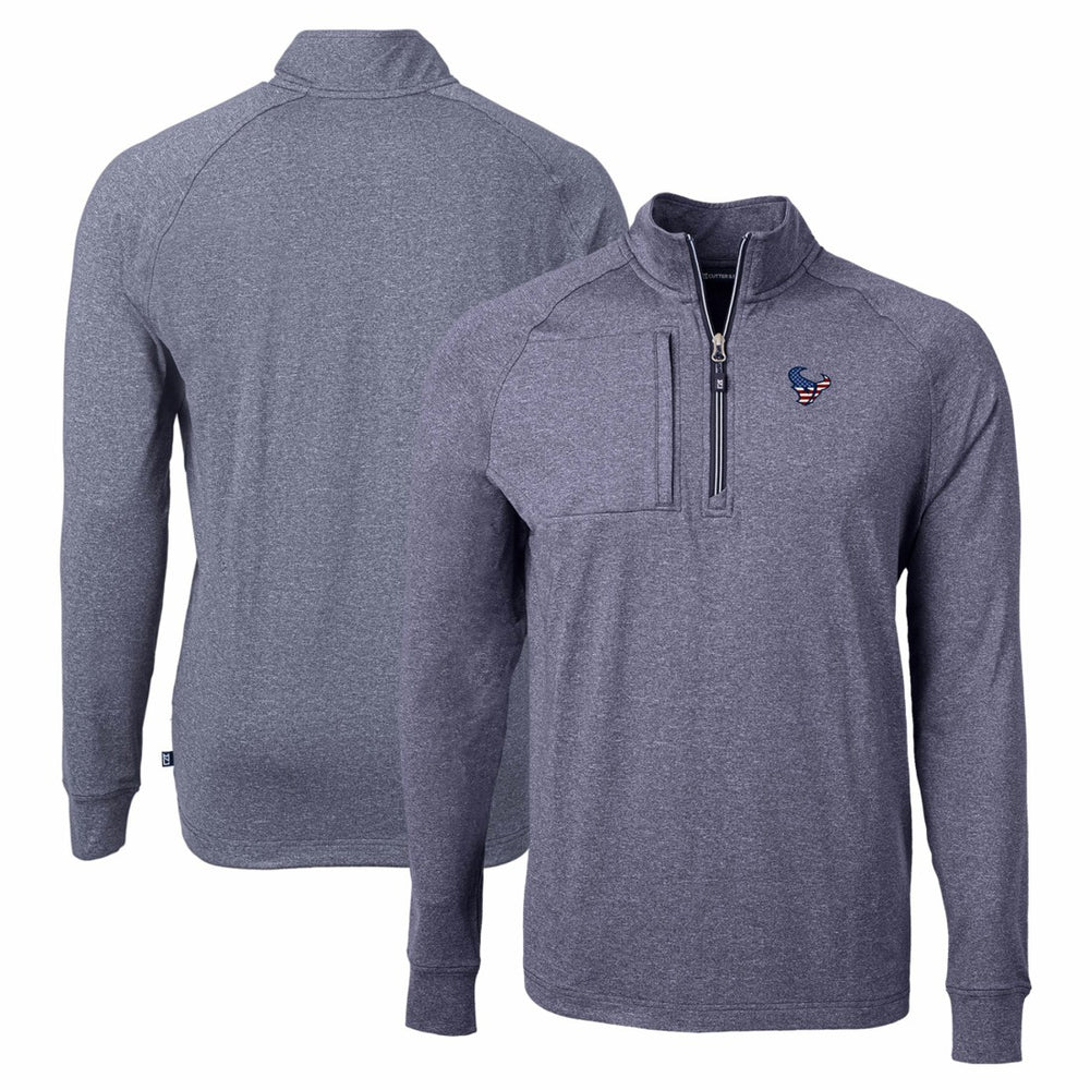 Houston Texans Cutter & Buck Adapt Eco Knit Quarter-Zip Pullover Top Heather Navy