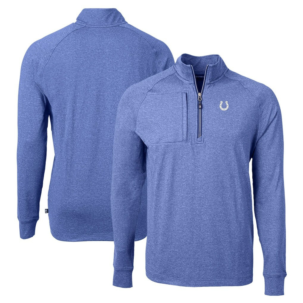 Indianapolis Colts Cutter & Buck Adapt Eco Knit Quarter-Zip Pullover Top Royal