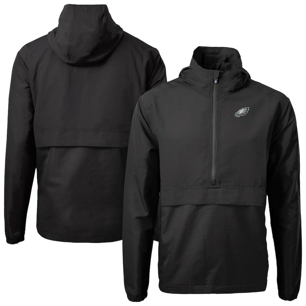 Philadelphia Eagles Cutter & Buck Charter Eco Recycled Anorak Half-Zip Jacket Black