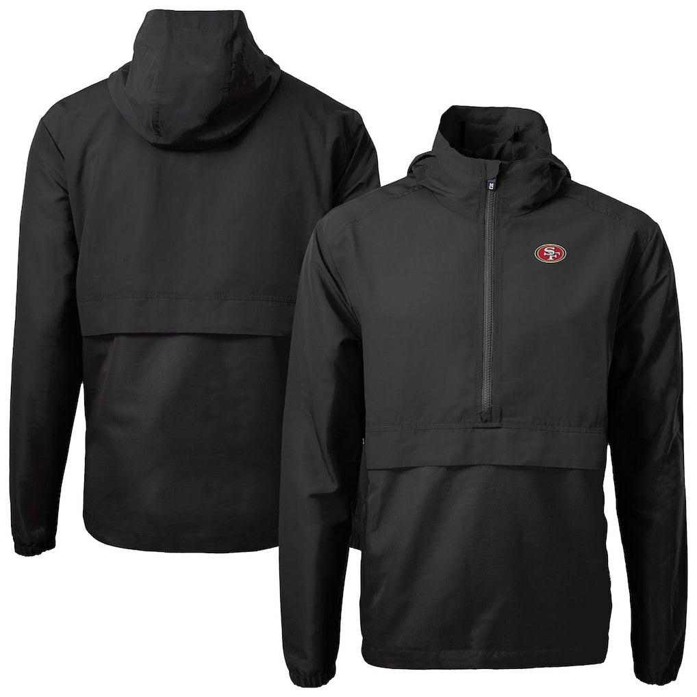 San Francisco 49ers Cutter & Buck Charter Eco Recycled Anorak Half-Zip Jacket Black
