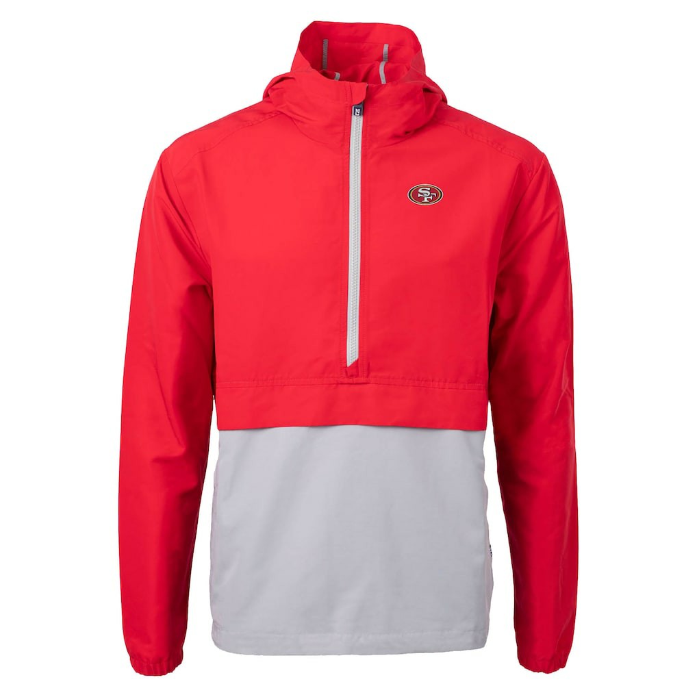 San Francisco 49ers Cutter & Buck Charter Eco Recycled Anorak Half-Zip Jacket Red