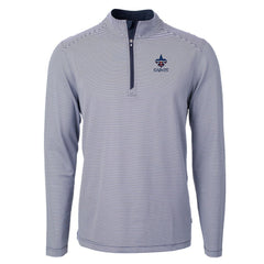 New Orleans Saints Cutter & Buck Virtue Eco Pique Micro Stripe Recycled Quarter-Zip Pullover Top Navy/White