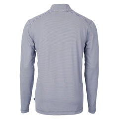 New Orleans Saints Cutter & Buck Virtue Eco Pique Micro Stripe Recycled Quarter-Zip Pullover Top Navy/White