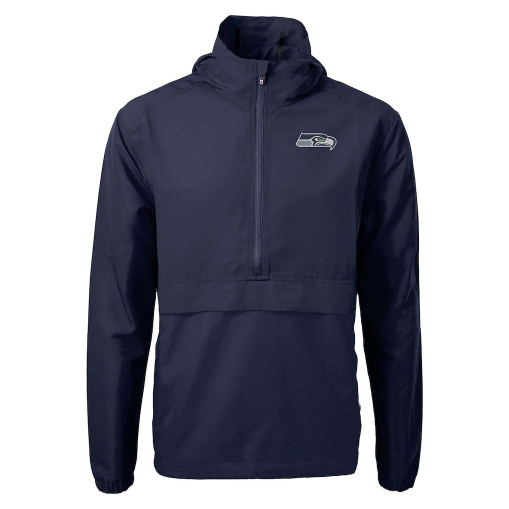 Seattle Seahawks Cutter & Buck Charter Eco Recycled Anorak Half-Zip Jacket Navy