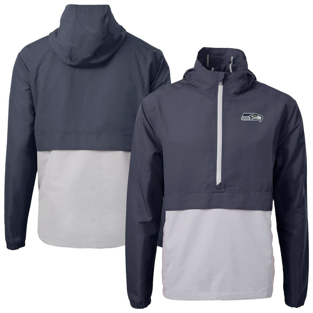 Seattle Seahawks Cutter & Buck Charter Eco Recycled Anorak Half-Zip Jacket Blue