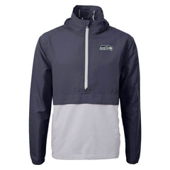 Seattle Seahawks Cutter & Buck Charter Eco Recycled Anorak Half-Zip Jacket Blue