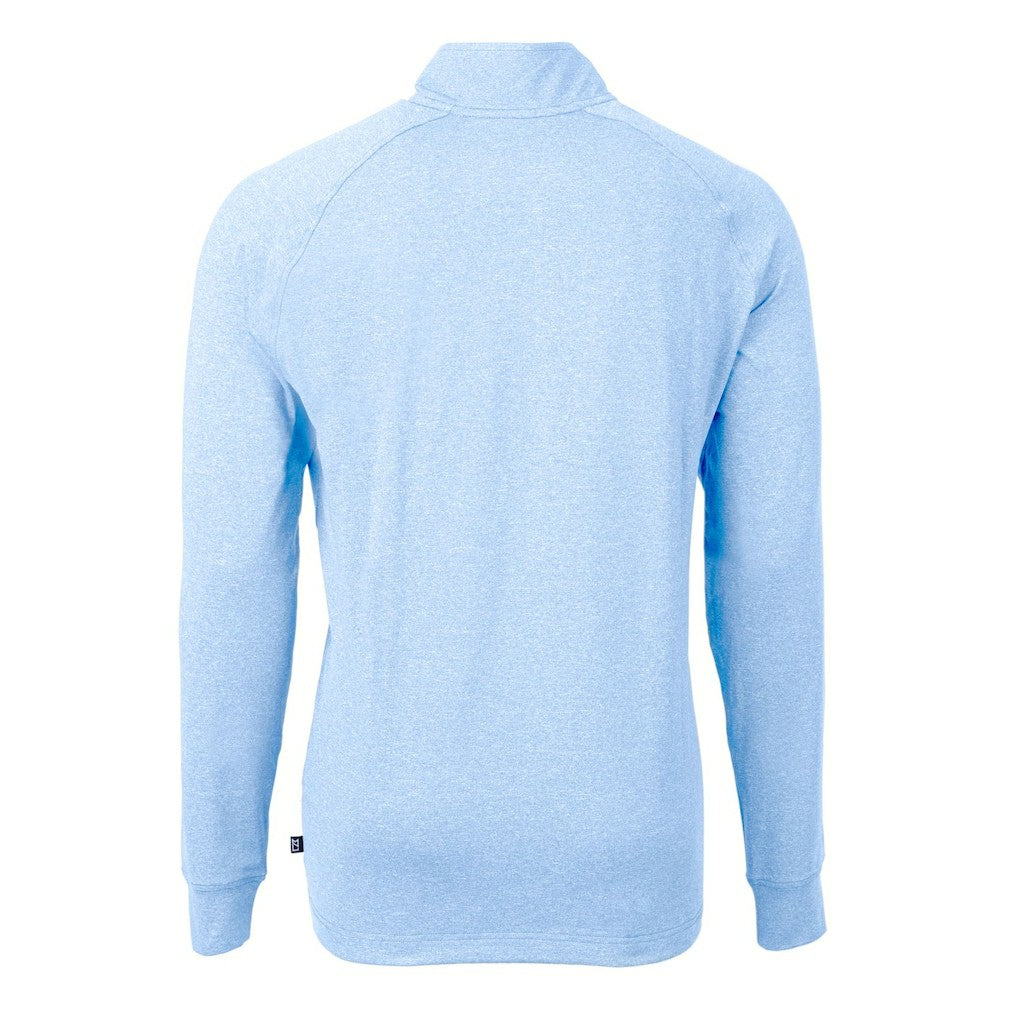 Los Angeles Chargers Cutter & Buck Adapt Eco Knit Quarter-Zip Pullover Top Heather Powder Blue