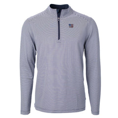 New York Giants Cutter & Buck Virtue Eco Pique Micro Stripe Recycled Quarter-Zip Pullover Top Navy/White