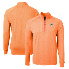 Miami Dolphins Cutter & Buck Adapt Eco Knit Quarter-Zip Pullover Top Heather Orange