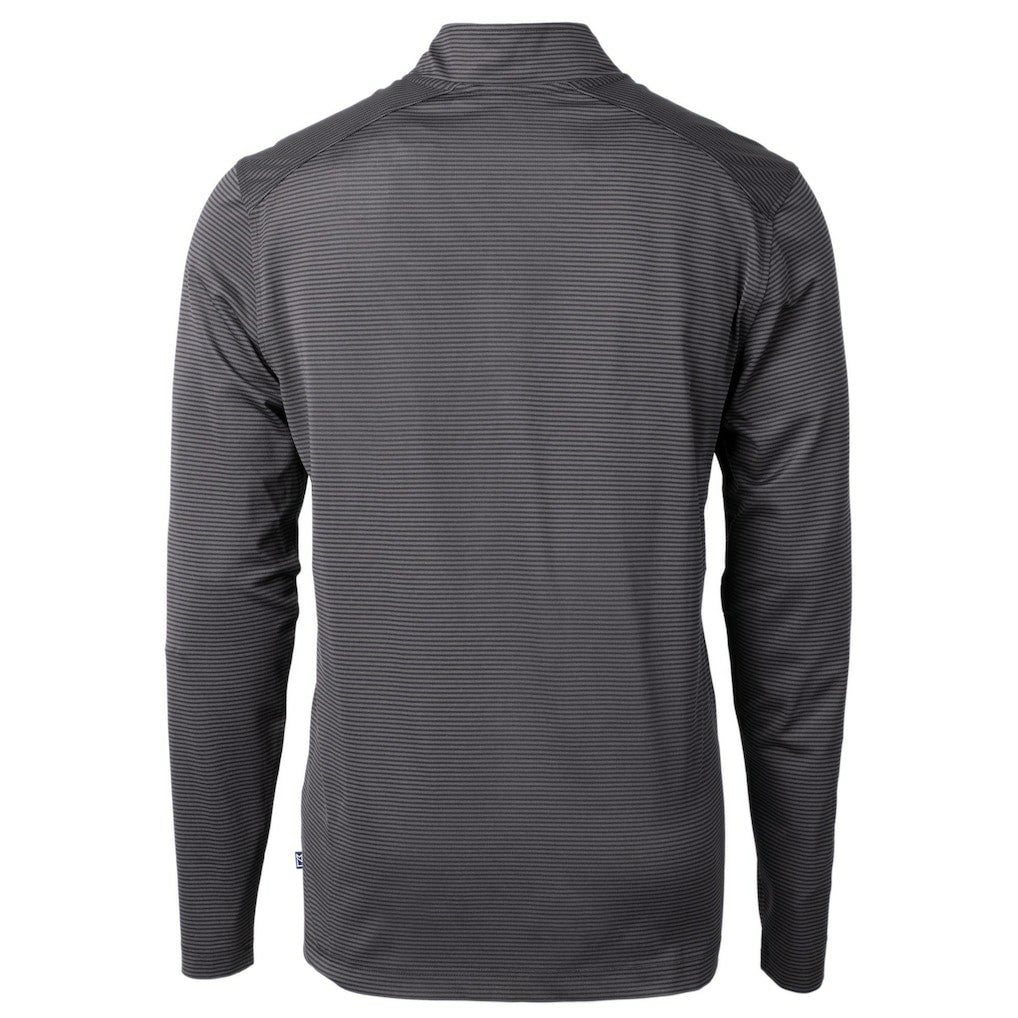 Pittsburgh Steelers Cutter & Buck Virtue Eco Pique Micro Stripe Recycled Quarter-Zip Pullover Top Black/Gray