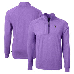 Minnesota Vikings Cutter & Buck Adapt Eco Knit Quarter-Zip Pullover Top Heather Purple
