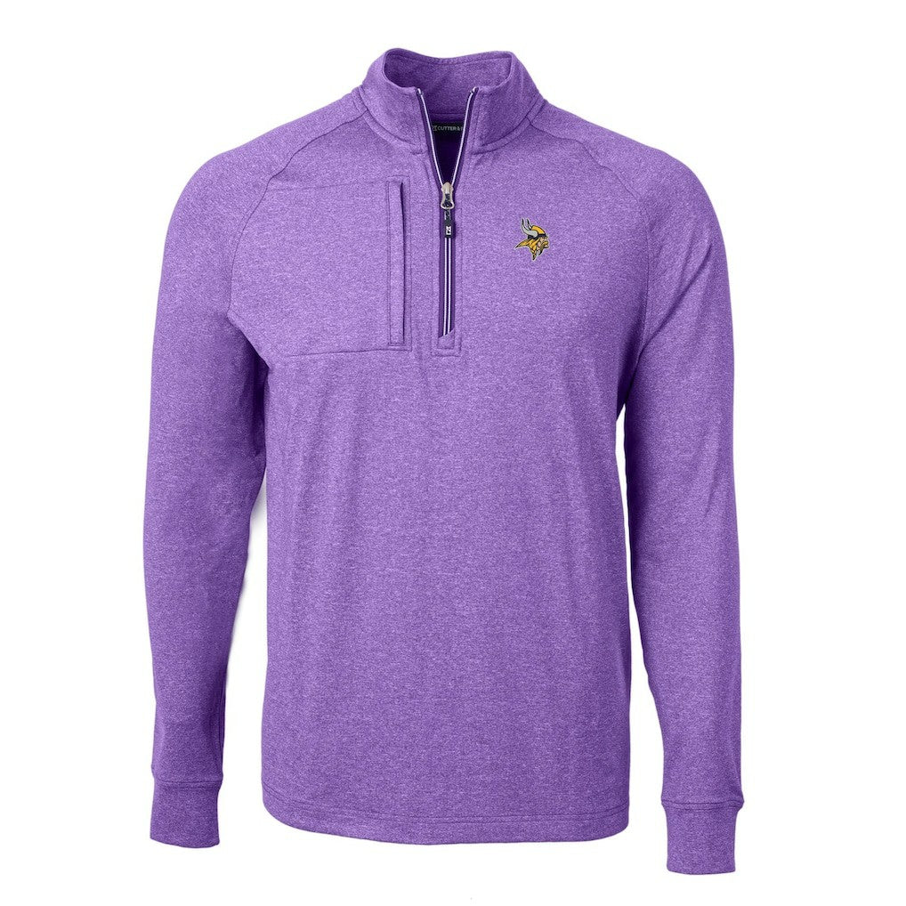 Minnesota Vikings Cutter & Buck Adapt Eco Knit Quarter-Zip Pullover Top Heather Purple