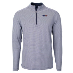 Pittsburgh Steelers Cutter & Buck Virtue Eco Pique Micro Stripe Recycled Quarter-Zip Pullover Top Navy/White