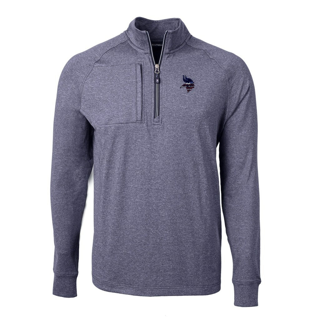 Minnesota Vikings Cutter & Buck Adapt Eco Knit Quarter-Zip Pullover Top Heather Navy