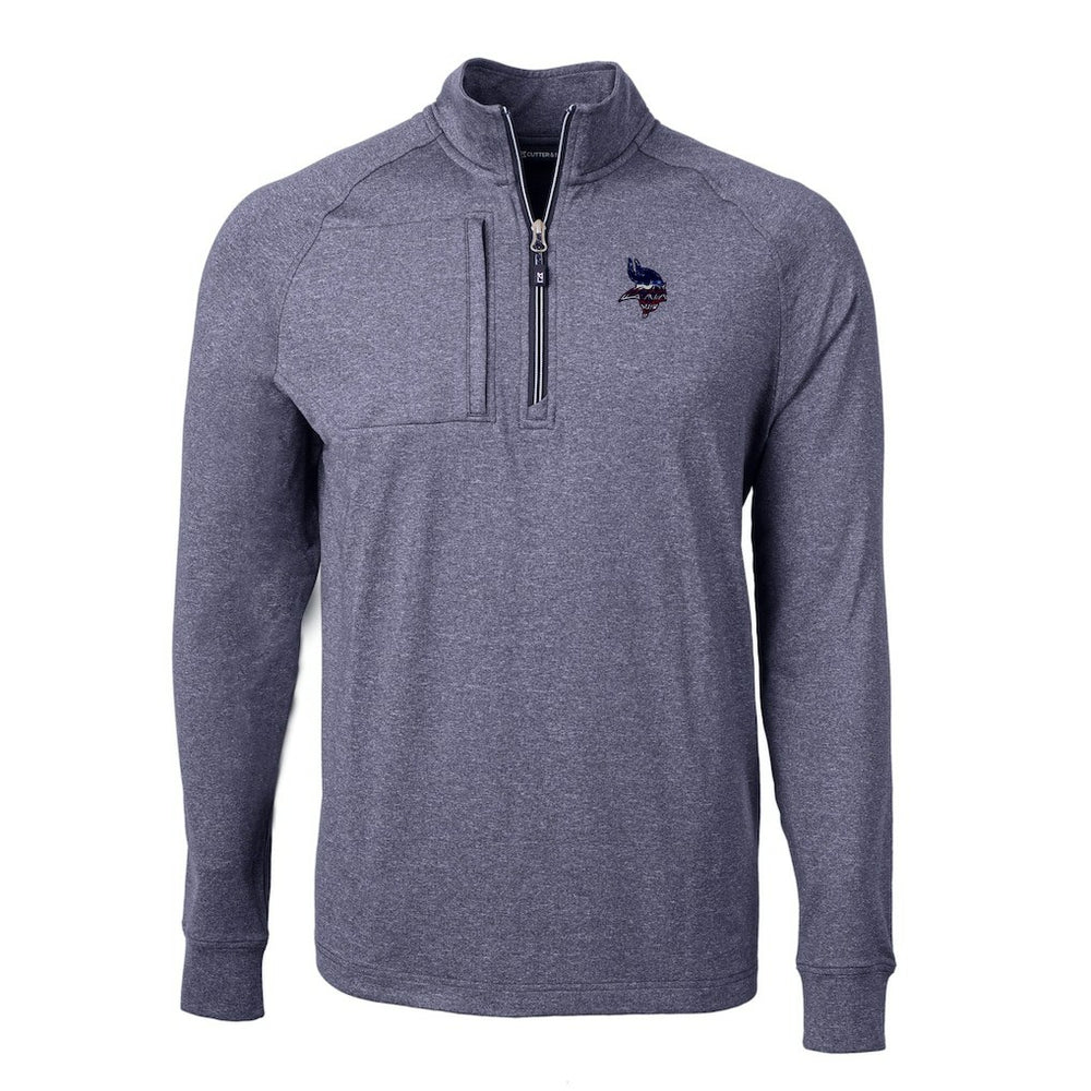 Minnesota Vikings Cutter & Buck Adapt Eco Knit Quarter-Zip Pullover Top Heather Navy