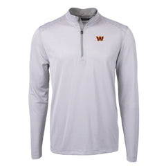 Washington Commanders Cutter & Buck Virtue Eco Pique Micro Stripe Recycled Quarter-Zip Pullover Top Gray/White