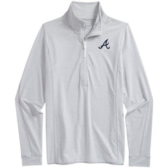 Atlanta Braves Vineyard Vines Women's Microstripe Sankaty Half-Zip Top - Heather Gray/White - MLB Lifestyle