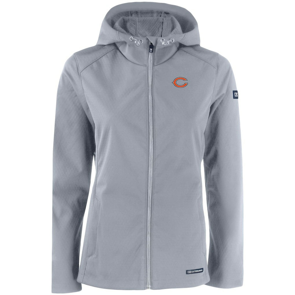 Chicago Bears Cutter & Buck Women's Evoke Eco Softshell Recycled Full-Zip Hooded Jacket Gray