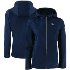 Denver Broncos Cutter & Buck Women's Evoke Eco Softshell Recycled Full-Zip Hooded Jacket Navy