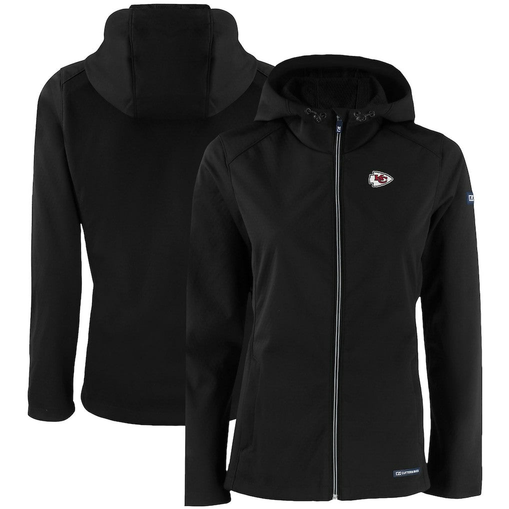 Kansas City Chiefs Cutter & Buck Women's Evoke Eco Softshell Recycled Full-Zip Hooded Jacket Black
