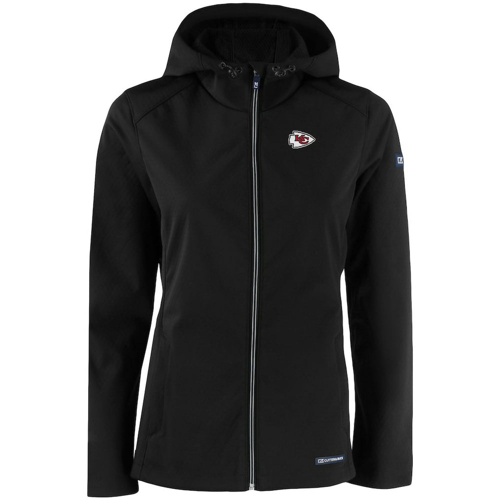 Kansas City Chiefs Cutter & Buck Women's Evoke Eco Softshell Recycled Full-Zip Hooded Jacket Black