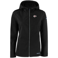Kansas City Chiefs Cutter & Buck Women's Evoke Eco Softshell Recycled Full-Zip Hooded Jacket Black