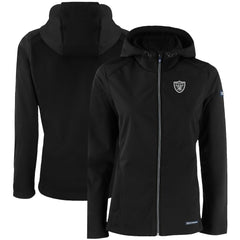 Las Vegas Raiders Cutter & Buck Women's Evoke Eco Softshell Recycled Full-Zip Hooded Jacket Black