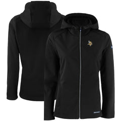 Minnesota Vikings Cutter & Buck Women's Evoke Eco Softshell Recycled Full-Zip Hooded Jacket Black