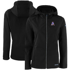 New England Patriots Cutter & Buck Women's Evoke Eco Softshell Recycled Full-Zip Hooded Jacket Black