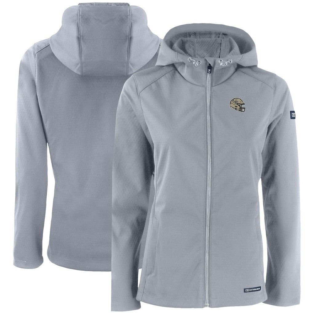 New Orleans Saints Cutter & Buck Women's Evoke Eco Softshell Recycled Full-Zip Hooded Jacket Gray