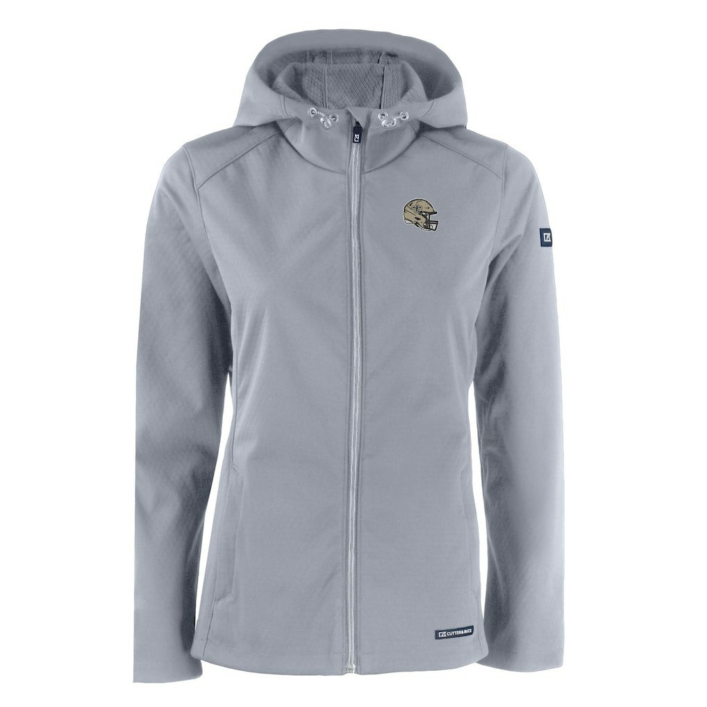 New Orleans Saints Cutter & Buck Women's Evoke Eco Softshell Recycled Full-Zip Hooded Jacket Gray