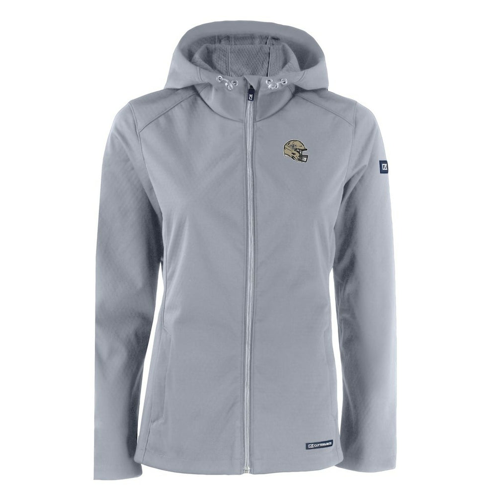 New Orleans Saints Cutter & Buck Women's Evoke Eco Softshell Recycled Full-Zip Hooded Jacket Gray
