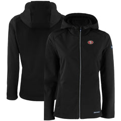San Francisco 49ers Cutter & Buck Women's Evoke Eco Softshell Recycled Full-Zip Hooded Jacket Black