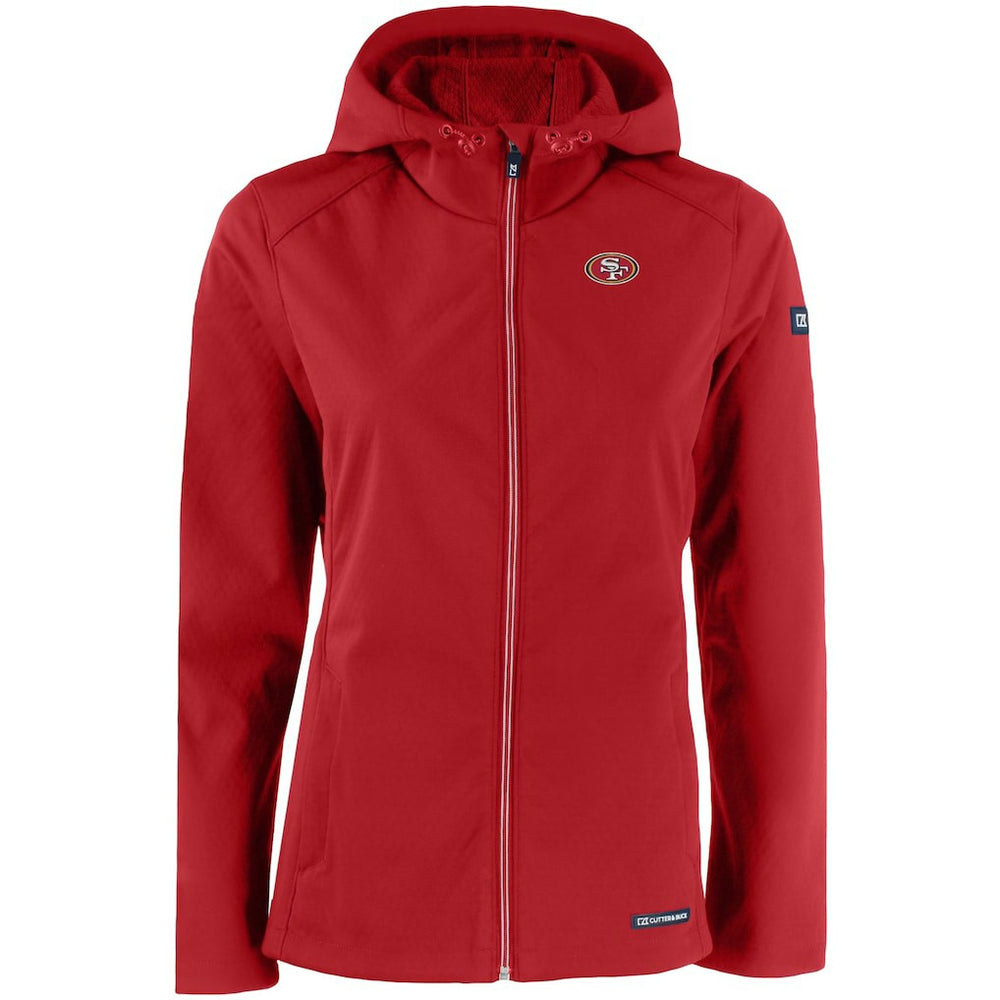 San Francisco 49ers Cutter & Buck Women's Evoke Eco Softshell Recycled Full-Zip Hooded Jacket Scarlet