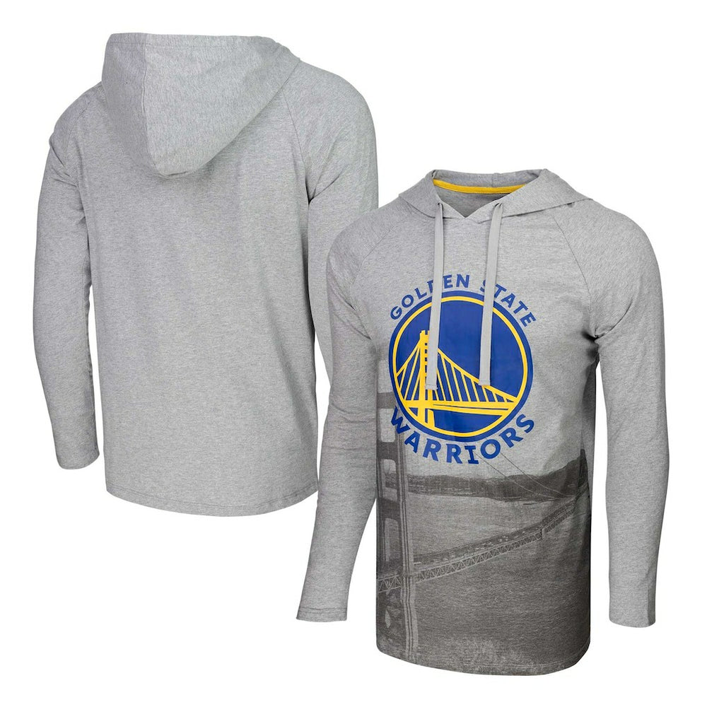 Golden State Warriors Stadium Essentials Atrium Raglan Long Sleeve Hoodie T-Shirt Heather Gray