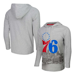Philadelphia 76ers Stadium Essentials Atrium Raglan Long Sleeve Hoodie T-Shirt Heather Gray