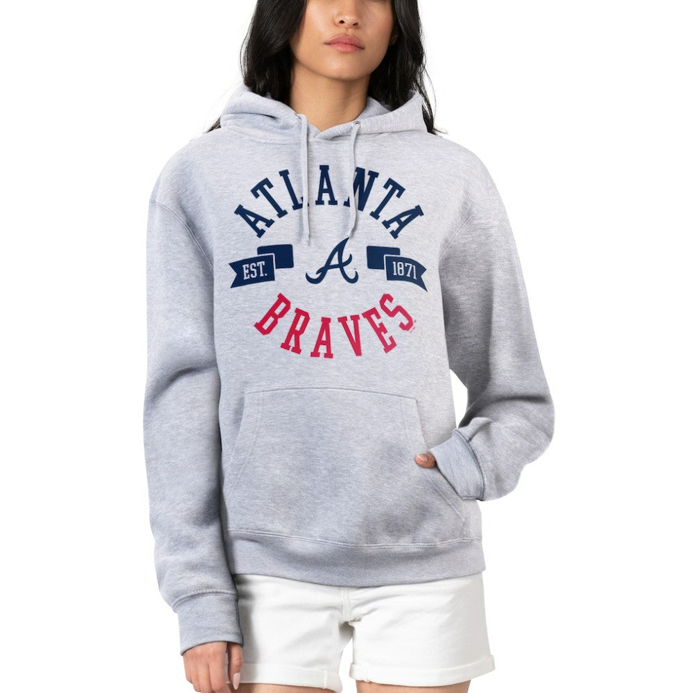 Atlanta Braves G-III 4Her by Carl Banks Women's City Graphic Pullover Hoodie - Heather Gray - MLB on Sale