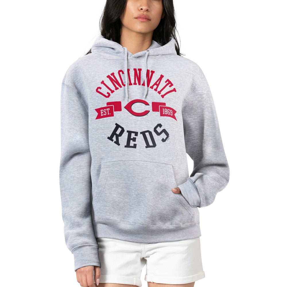 Cincinnati Reds G-III 4Her by Carl Banks Women's City Graphic Pullover Hoodie - Heather Gray - MLB Sale