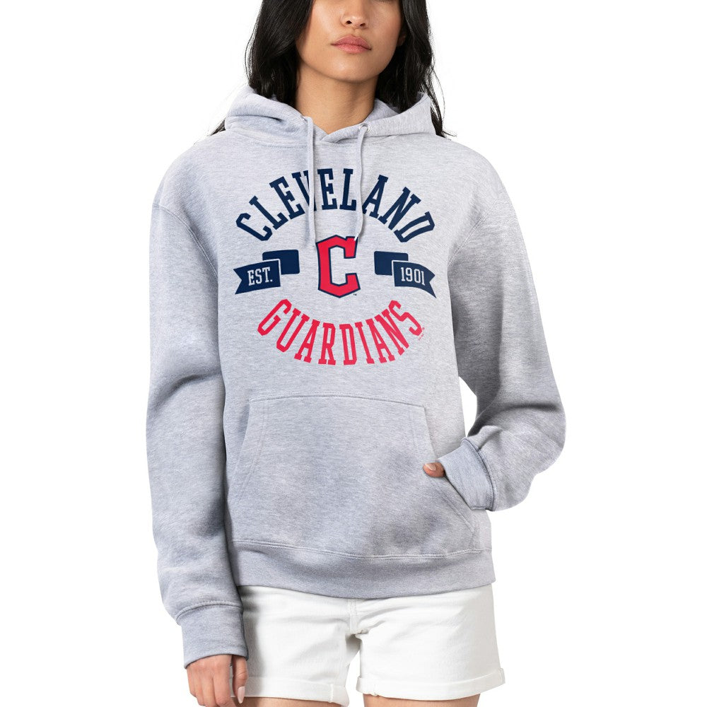 Cleveland Guardians G-III 4Her by Carl Banks Women's City Graphic Pullover Hoodie - Heather Gray - MLB Sale