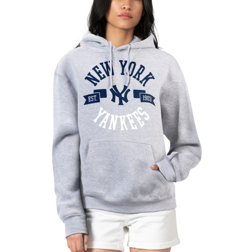 New York Yankees G-III 4Her by Carl Banks Women's City Graphic Pullover Hoodie - Heather Gray - MLB Lifestyle