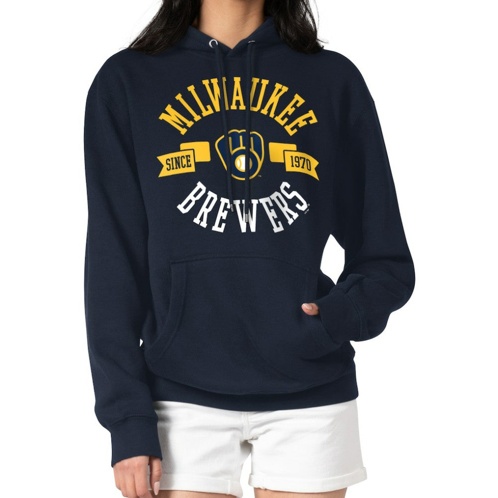 Milwaukee Brewers G-III 4Her by Carl Banks Women's City Graphic Pullover Hoodie - Navy - MLB on Sale