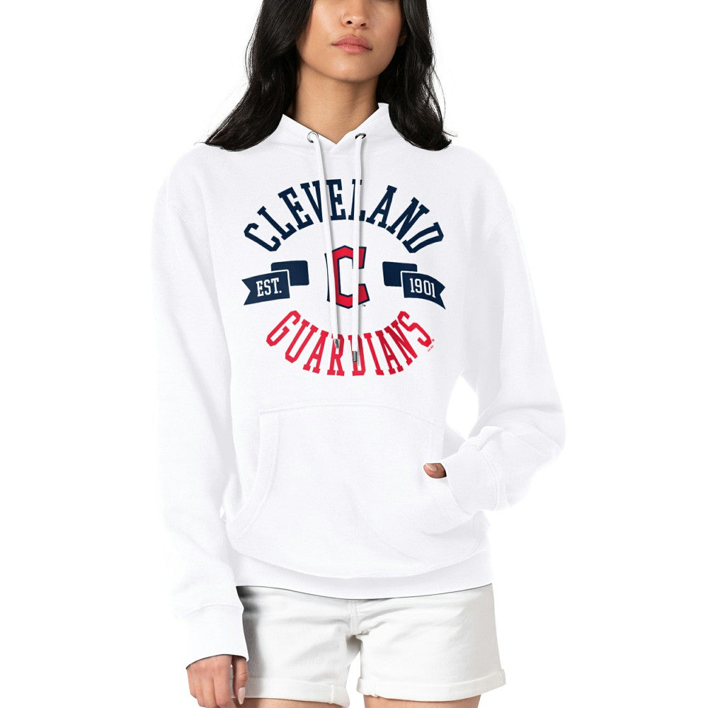 Cleveland Guardians G-III 4Her by Carl Banks Women's City Graphic Pullover Hoodie - White - MLB Sale